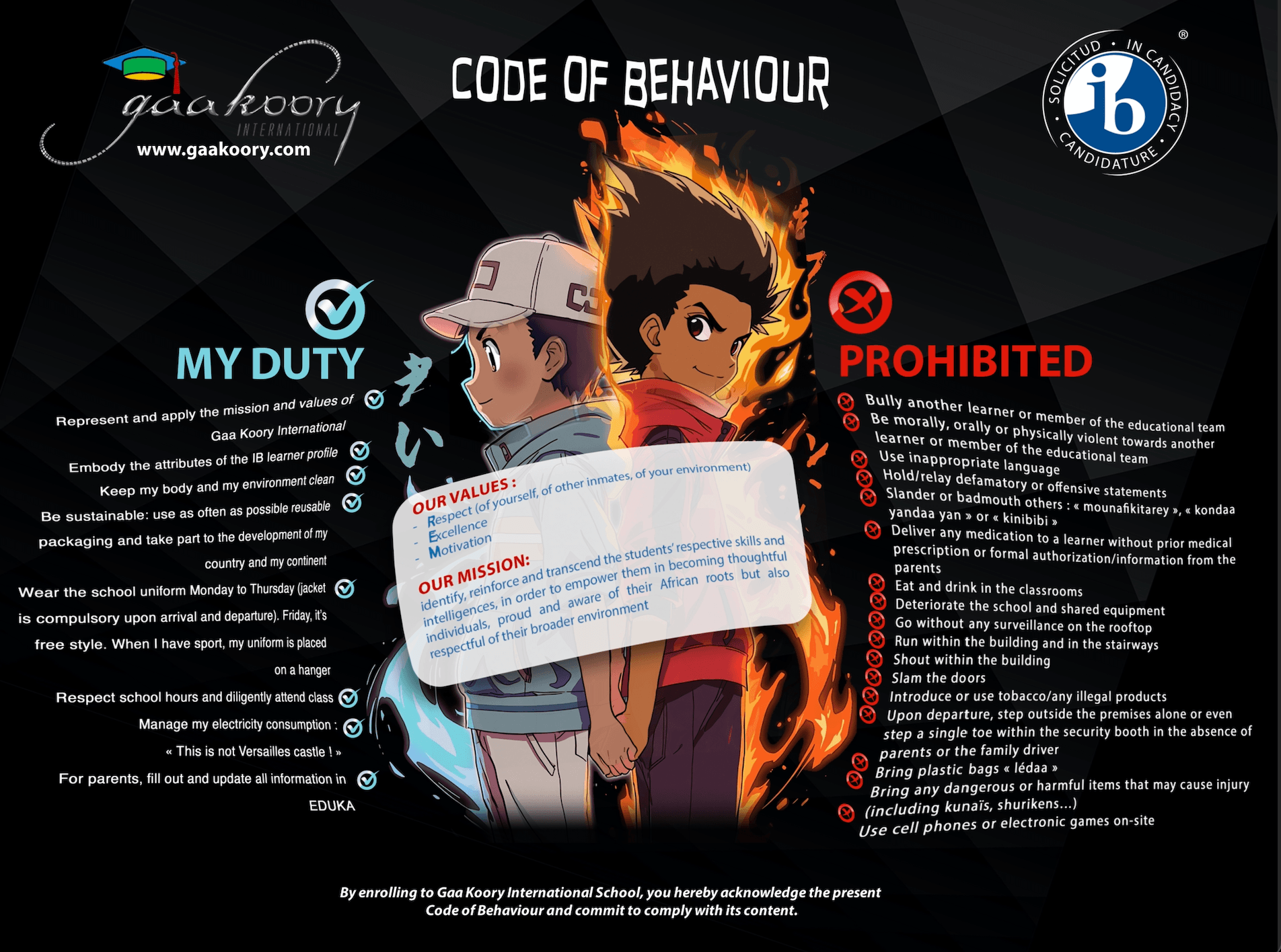 Gaa Koory International • IB code of behavior