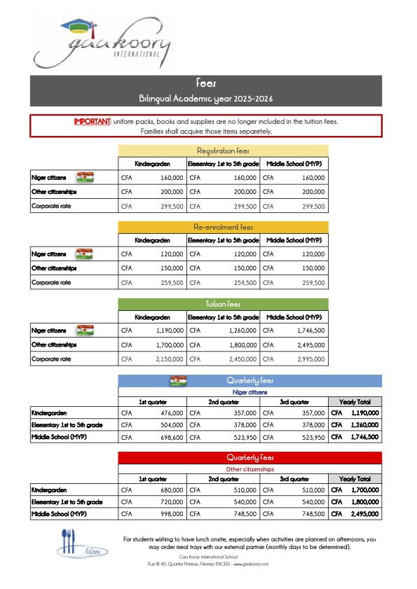 Gaa Koory fees