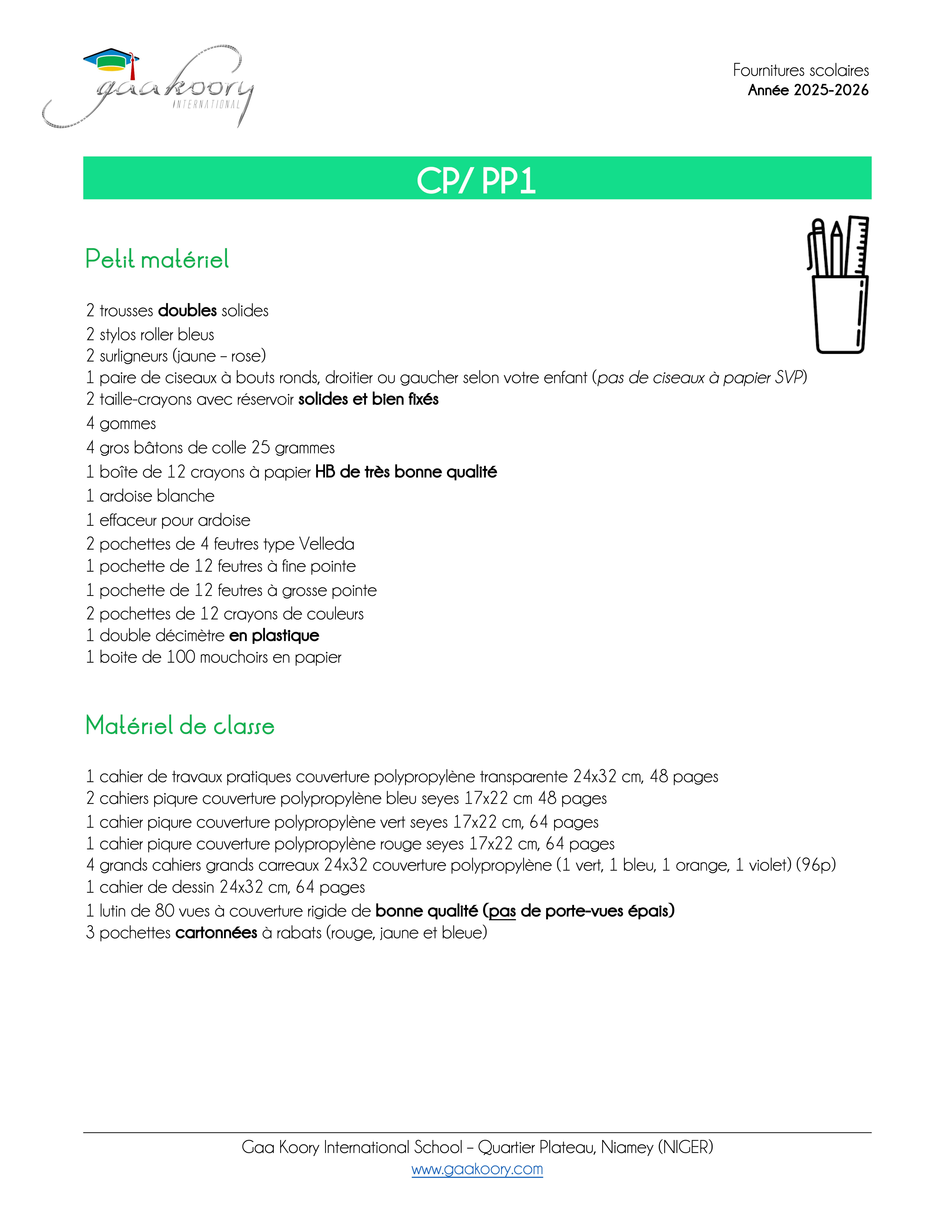 Gaa Koory International • fournitures CP