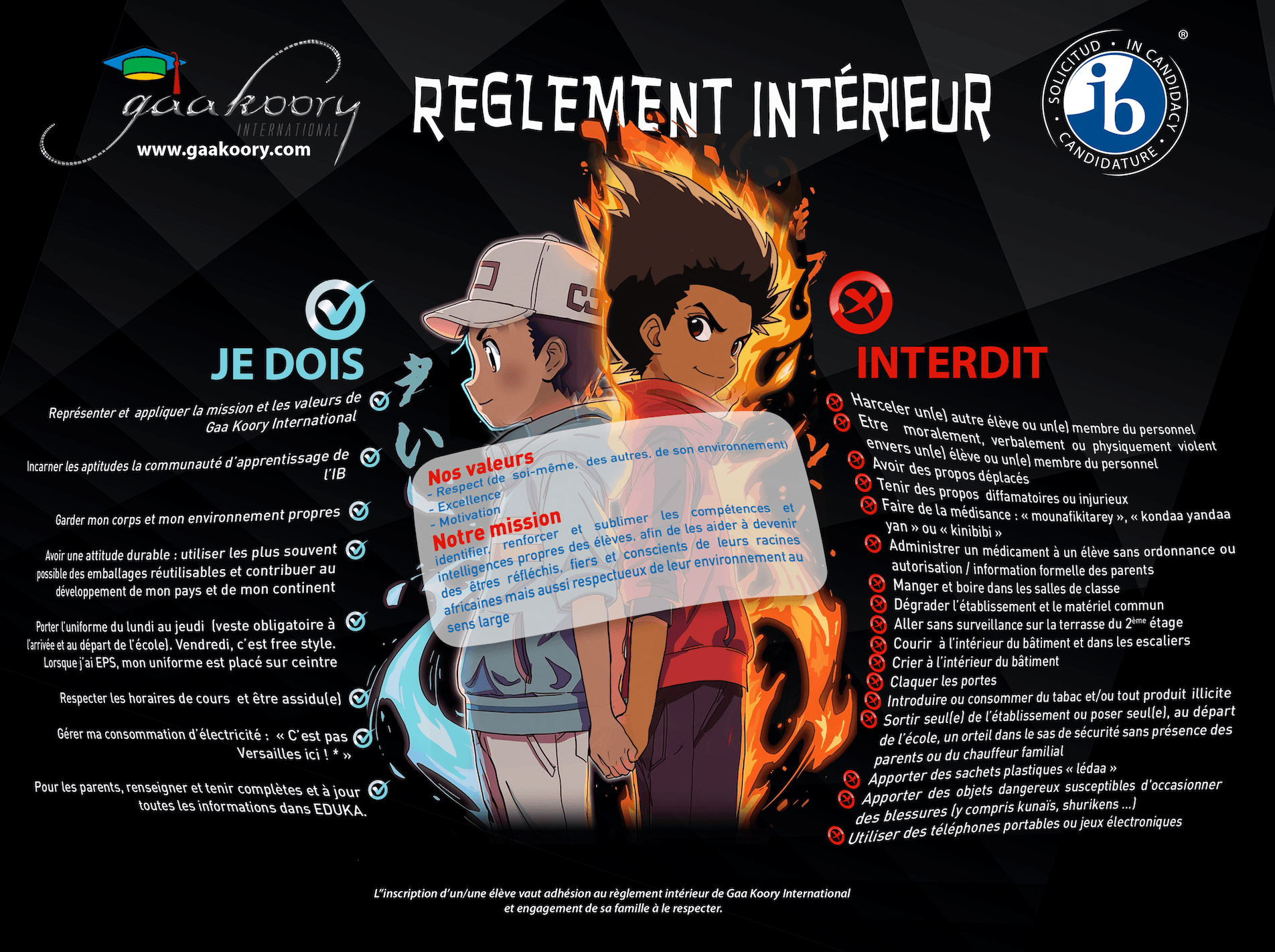 Gaa Koory International • IB règlement intérieur